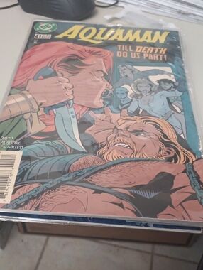 DC Aquaman Comic Cover — Teal, Yellow, Pink In A Sleeve